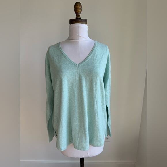 MARGARET O’LEARY SEAFOAM V-NECK SWEATER RELAXED PULLOVER SWEATER SMALL - Picture 2 of 8